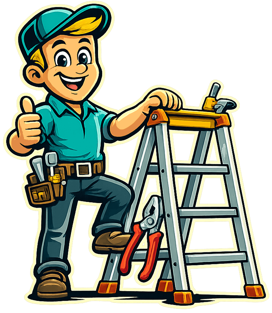 Clutch technician with ladder
